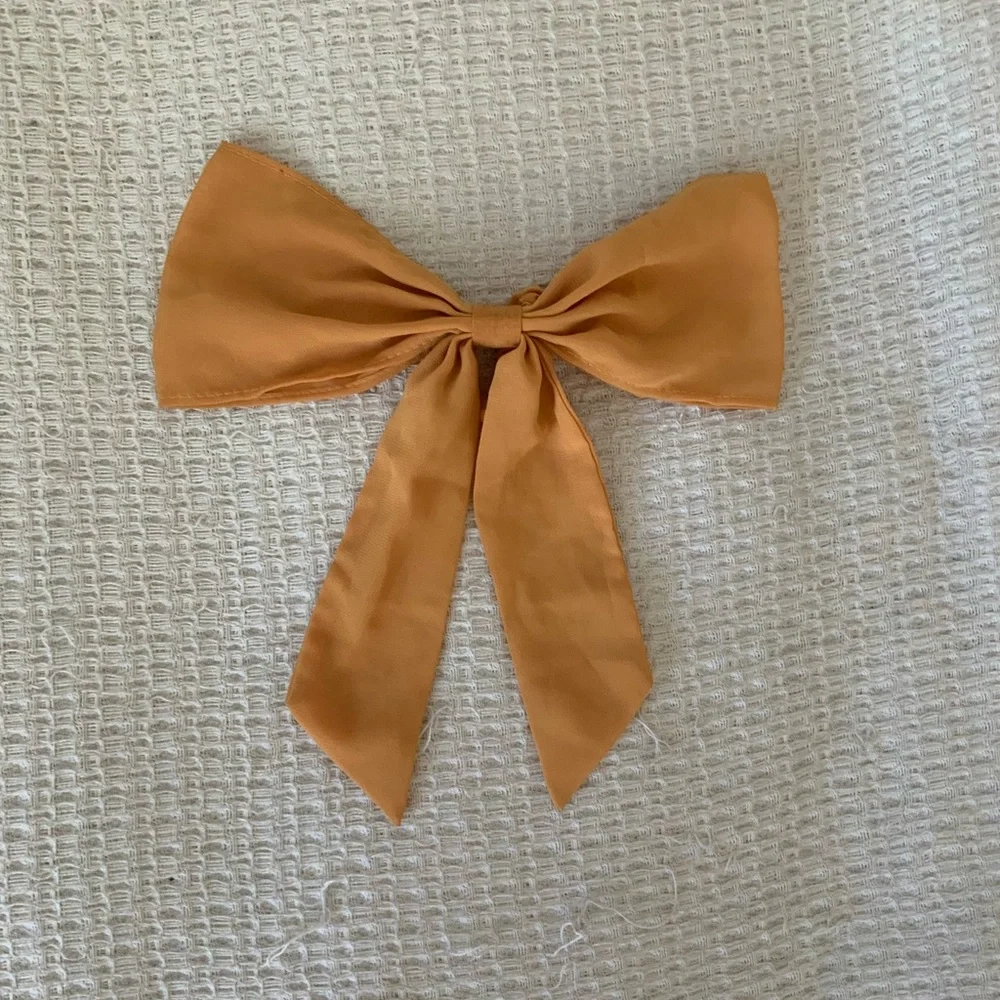 Free People Yellow Chiffon Hair Bow Scrunchie Tie Ponytail Ribbon Accessory